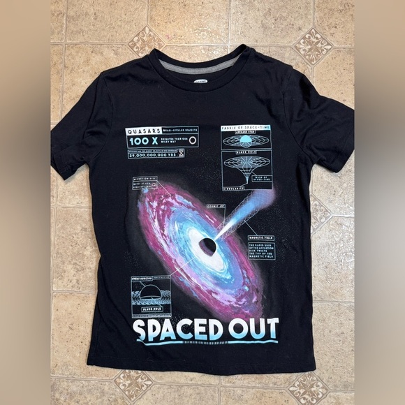 Boys Black Old Navy Outer Space Short-Sleeve T-Shirt size Medium (10-12) - Picture 1 of 5